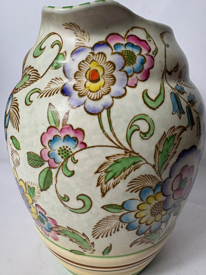Art Deco Roskyl Pottery Jug with Floral Decoration, England c.1930s