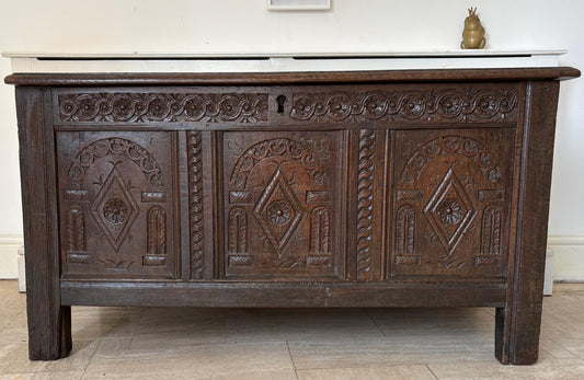 Late 17th Century English Joined Oak Coffer (c.1680–1700)