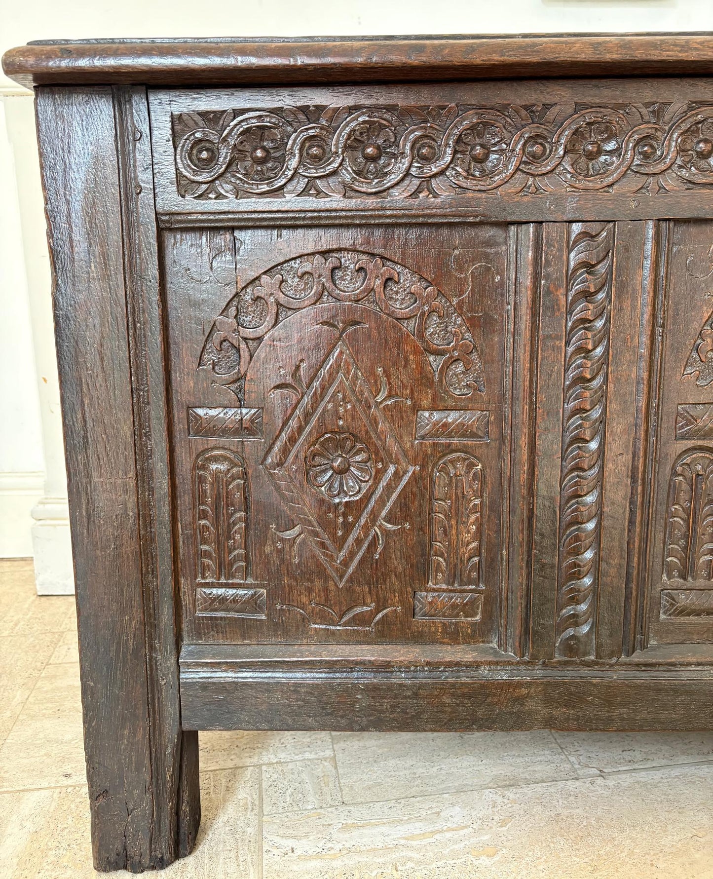 Late 17th Century English Joined Oak Coffer (c.1680–1700)