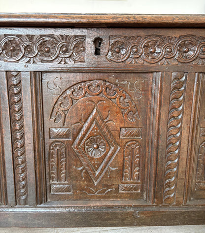 Late 17th Century English Joined Oak Coffer (c.1680–1700)