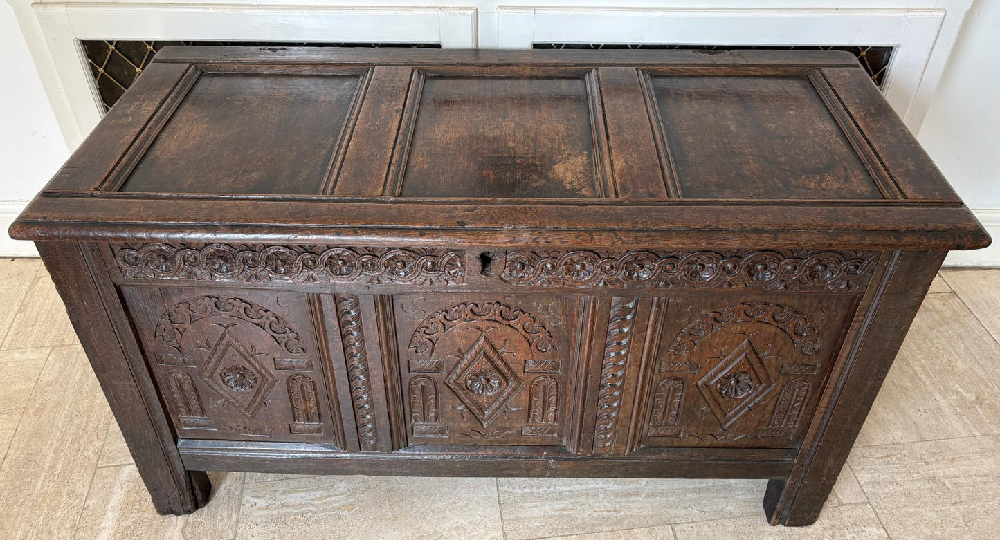 Late 17th Century English Joined Oak Coffer (c.1680–1700)