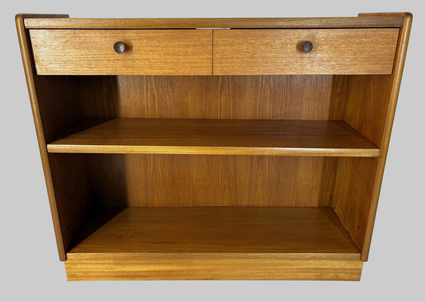 Vintage Teak Bookcase with Drawers (Parker Knoll Attributed), Mid‑Century Low Cabinet