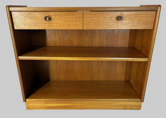 Vintage Teak Bookcase with Drawers (Parker Knoll Attributed), Mid‑Century Low Cabinet