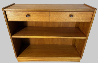 Vintage Teak Bookcase with Drawers (Parker Knoll Attributed), Mid‑Century Low Cabinet