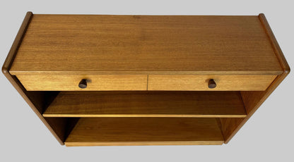 Vintage Teak Bookcase with Drawers (Parker Knoll Attributed), Mid‑Century Low Cabinet