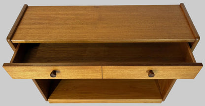 Vintage Teak Bookcase with Drawers (Parker Knoll Attributed), Mid‑Century Low Cabinet