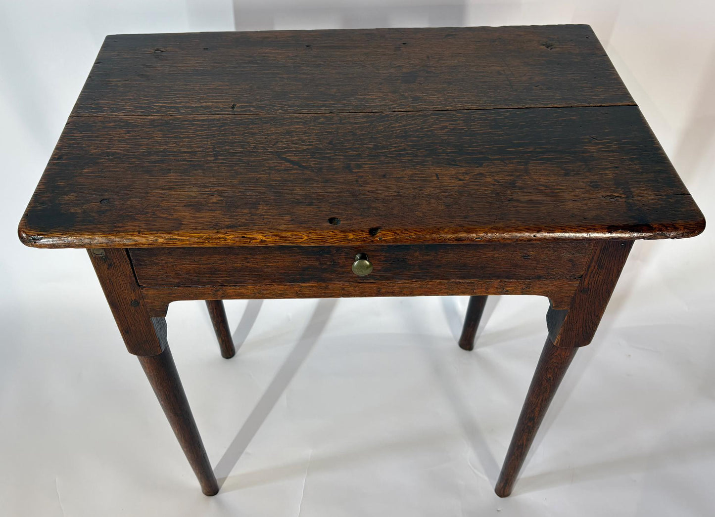 Antique Late Victorian Oak Side Table with Drawer
