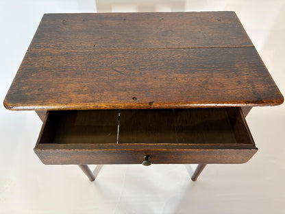 Antique Late Victorian Oak Side Table with Drawer