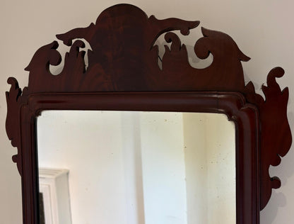 Antique Mahogany Fret-Cut Chippendale Revival Wall Mirror, 84 x 46cm