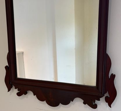 Antique Mahogany Fret-Cut Chippendale Revival Wall Mirror, 84 x 46cm