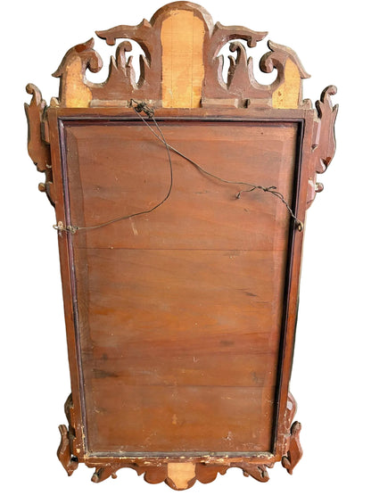 Antique Mahogany Fret-Cut Chippendale Revival Wall Mirror, 84 x 46cm