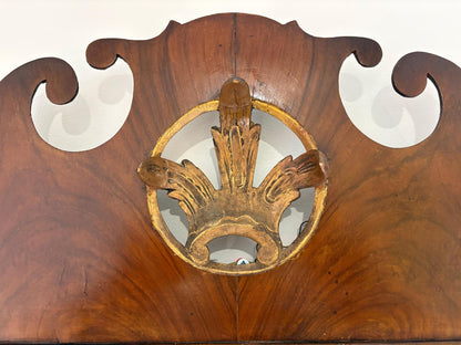 19th Century Mahogany Fret-Cut Wall Mirror with Gilt Detail