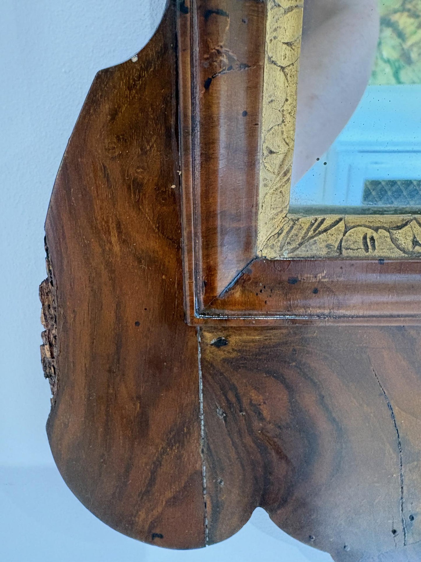19th Century Mahogany Fret-Cut Wall Mirror with Gilt Detail