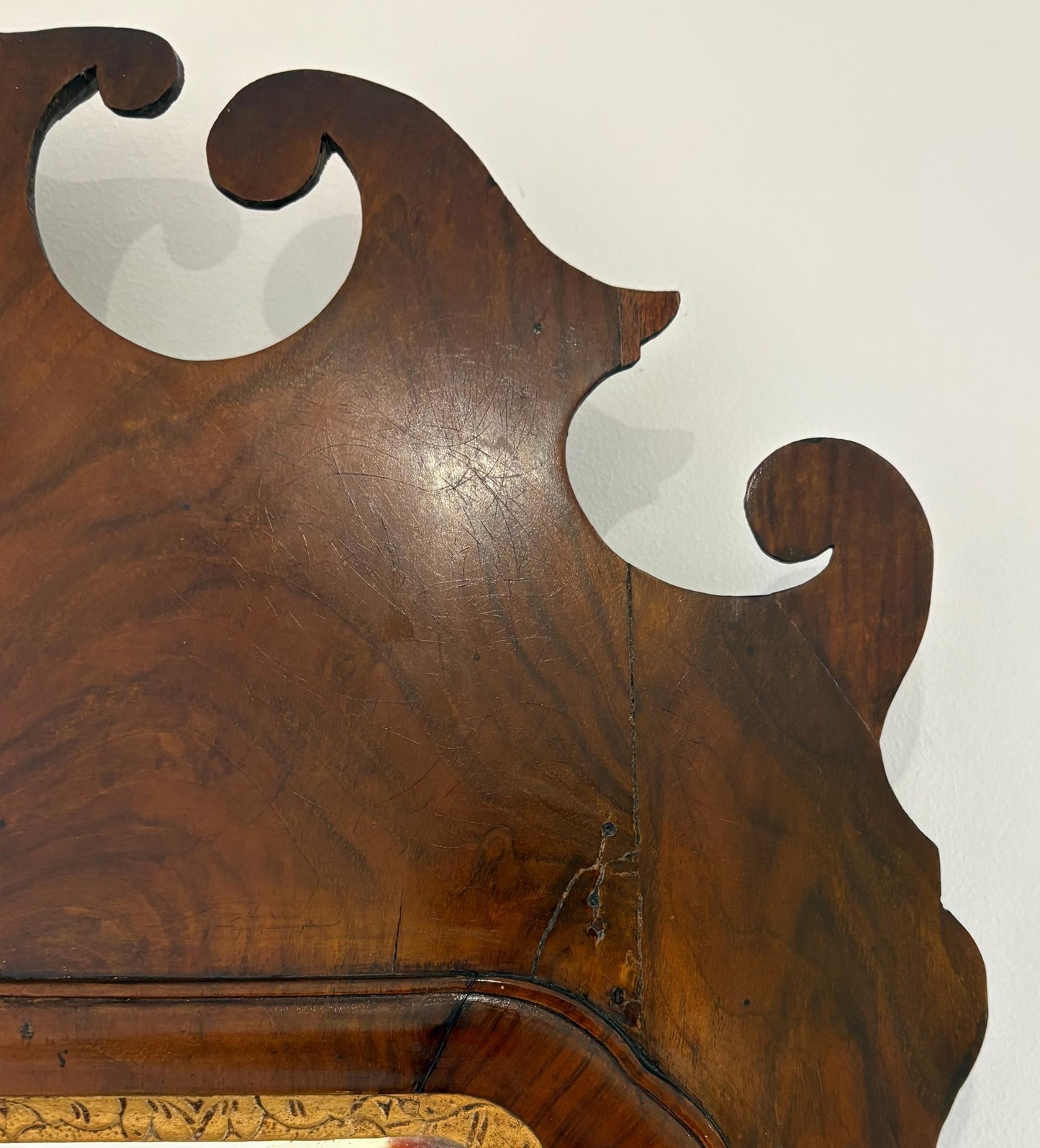 19th Century Mahogany Fret-Cut Wall Mirror with Gilt Detail