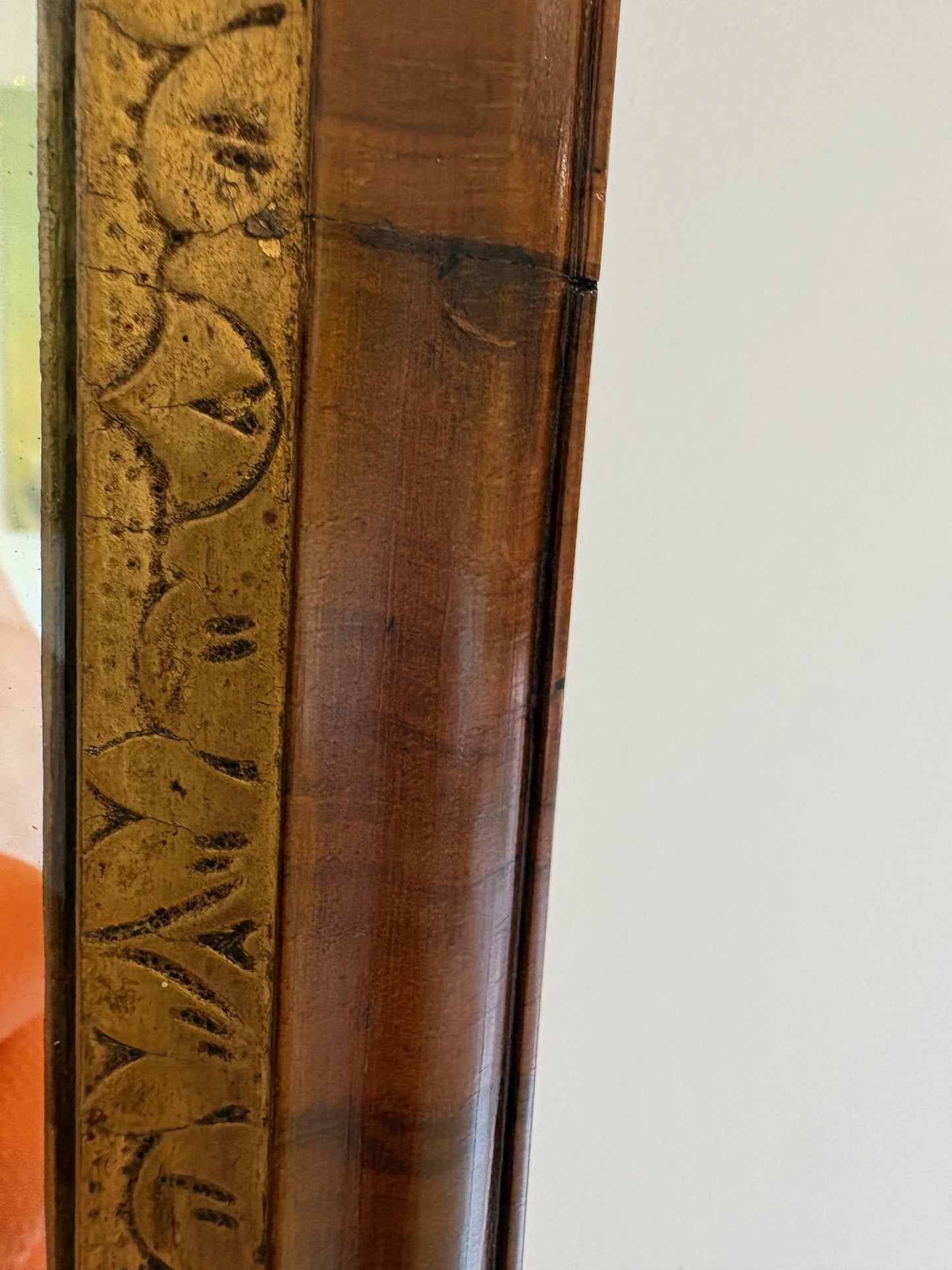 19th Century Mahogany Fret-Cut Wall Mirror with Gilt Detail