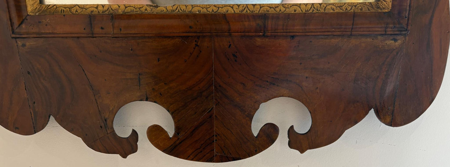 19th Century Mahogany Fret-Cut Wall Mirror with Gilt Detail
