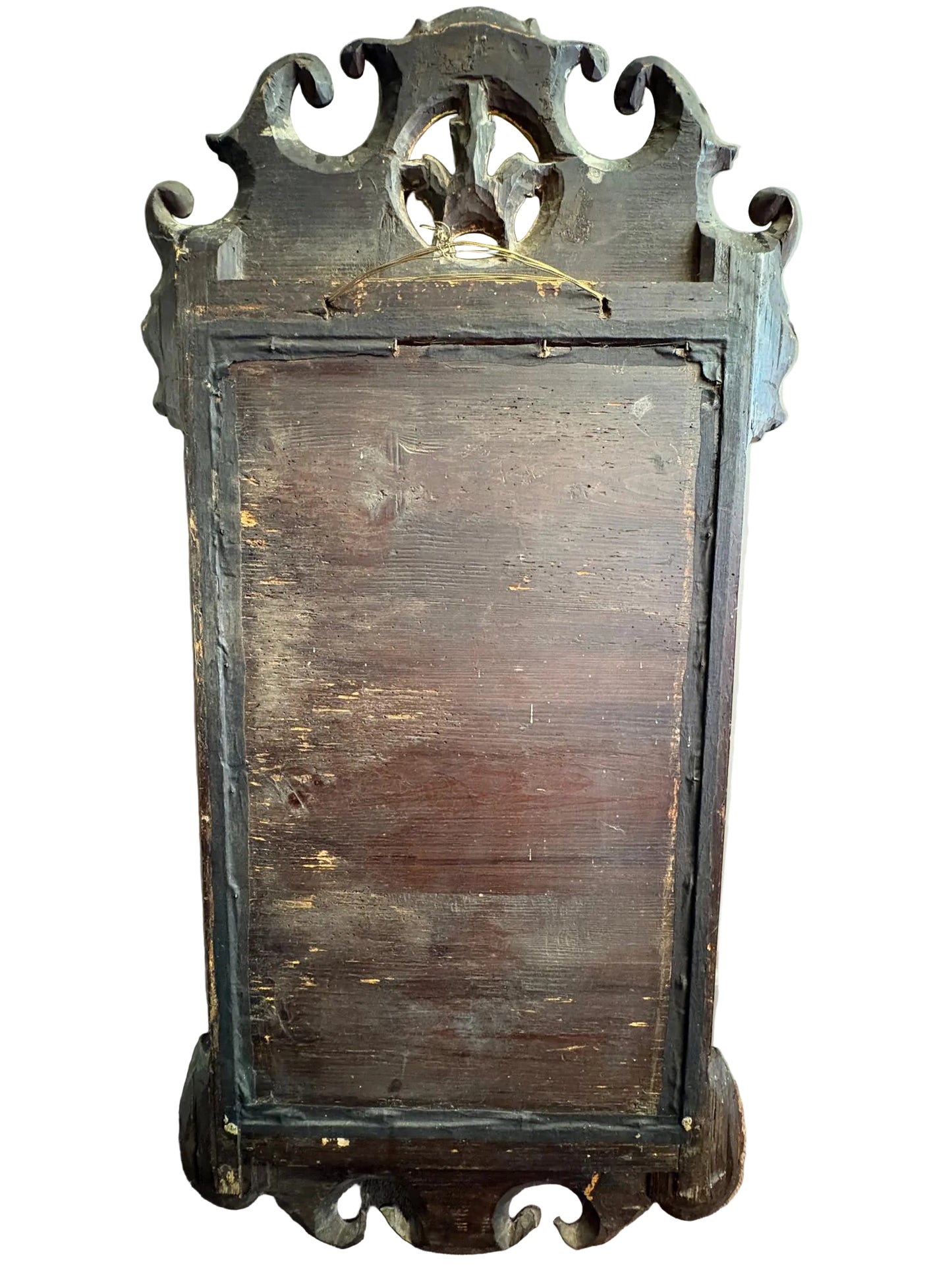 19th Century Mahogany Fret-Cut Wall Mirror with Gilt Detail