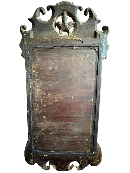 19th Century Mahogany Fret-Cut Wall Mirror with Gilt Detail