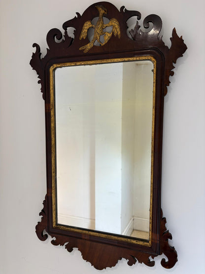 19th Century Mahogany & Gilt Chippendale Style Ho-Ho Bird Fretwork Mirror