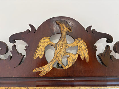 19th Century Mahogany & Gilt Chippendale Style Ho-Ho Bird Fretwork Mirror