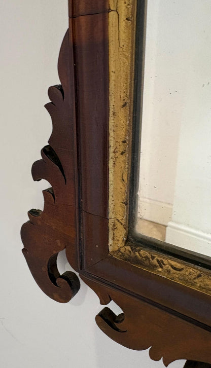 19th Century Mahogany & Gilt Chippendale Style Ho-Ho Bird Fretwork Mirror
