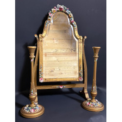 1930s Barbola Dressing Table / Vanity Mirror Set